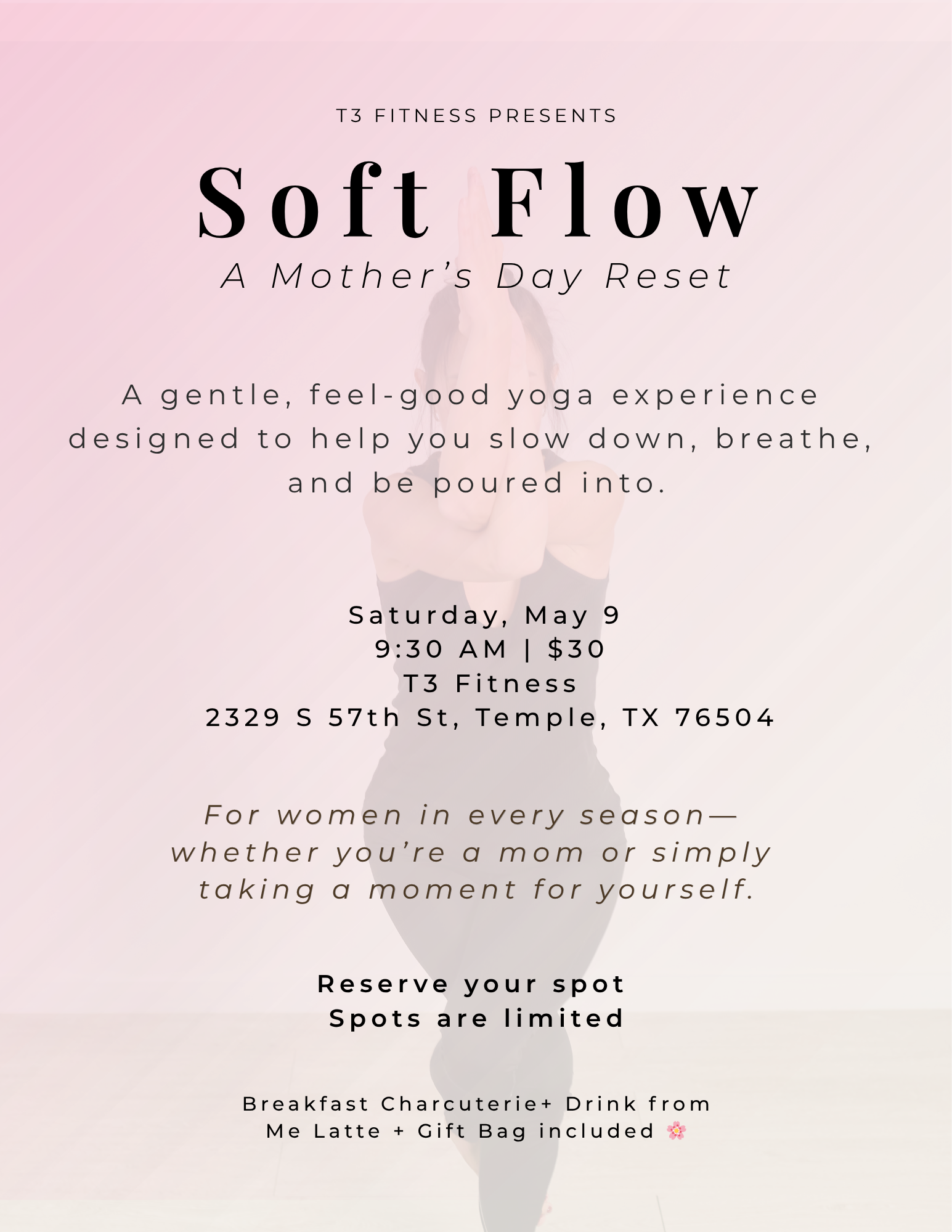 Original Soft Flow Mother’s Day yoga event poster